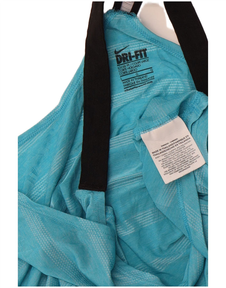 Colete feminino Nike UK 16 grande listrado azul poliéster esportivo