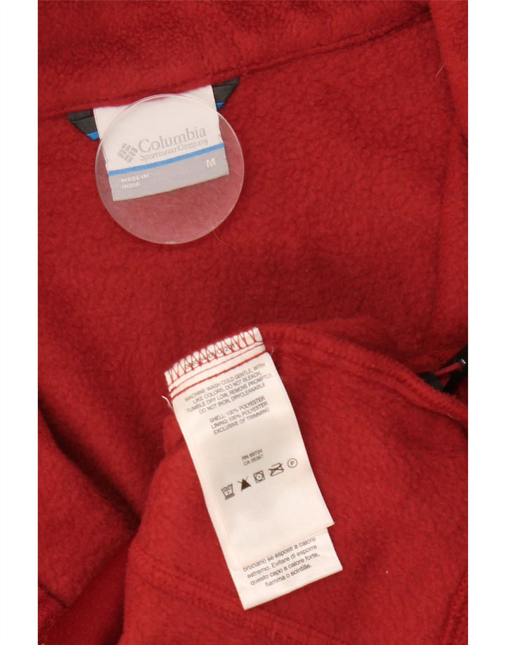COLUMBIA Mens Fleece Jacket Medium Maroon Polyester