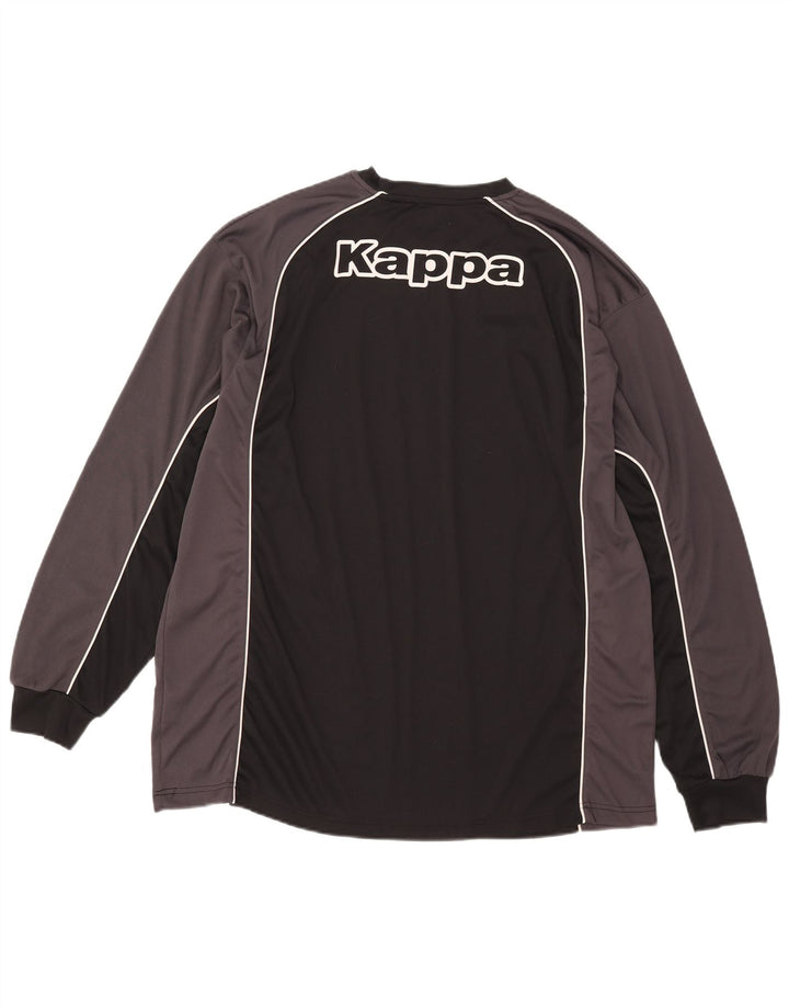 Top gráfico masculino Kappa manga comprida 3XL preto colorblock poliamida