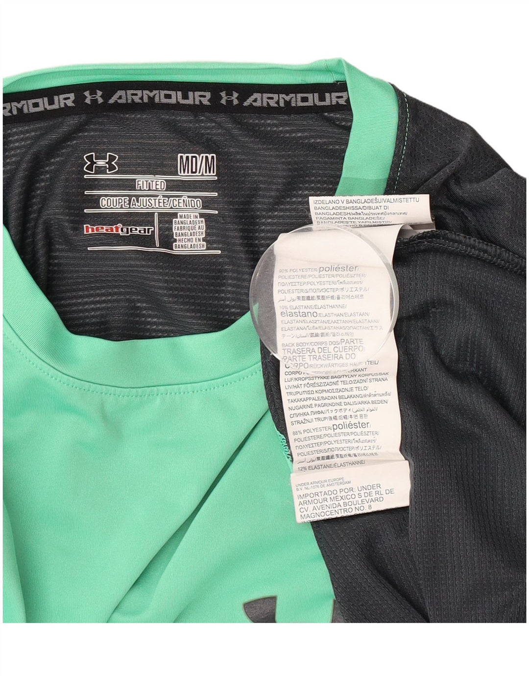 Camiseta masculina Under Armour Heat Gear Top médio verde colorblock poliéster
