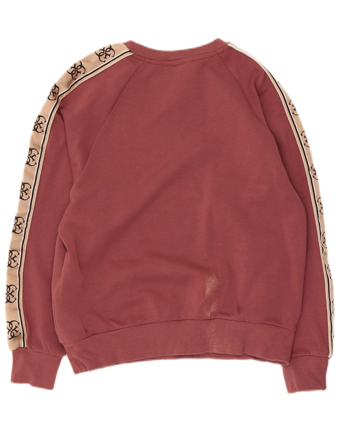Suéter gráfico feminino Guess UK 10 pequeno bloco colorido rosa