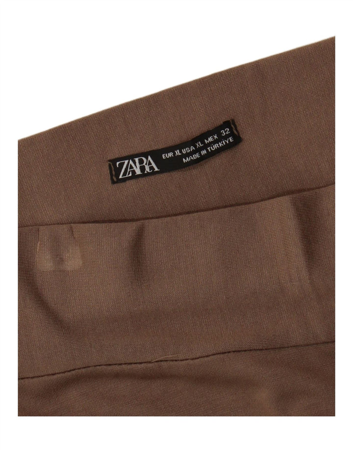 Calça casual feminina ZARA com perna larga XL W32 L28 marrom