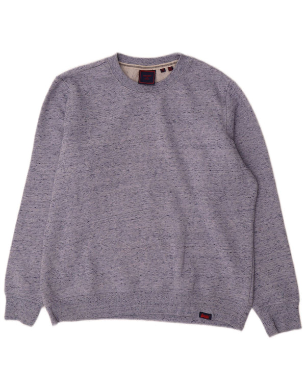 Superdry moletom feminino oversized jumper UK 12 médio azul manchado