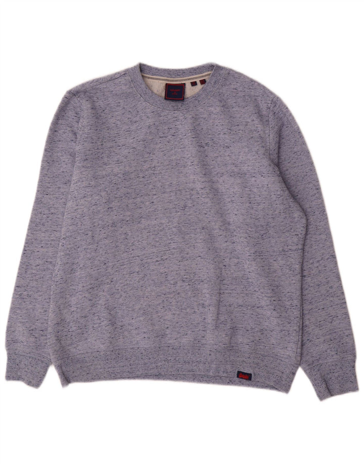 Superdry moletom feminino oversized jumper UK 12 médio azul manchado