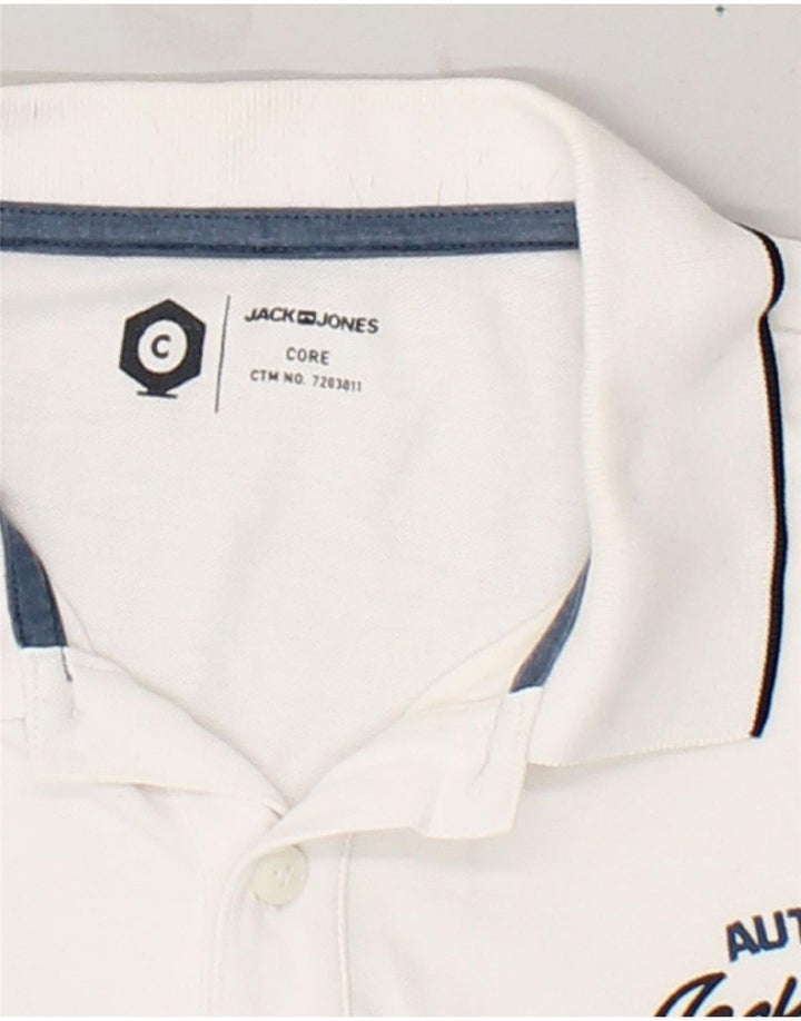 JACK & JONES Mens Core Graphic Polo Shirt XL White Cotton | Vintage Jack & Jones | Thrift | Second-Hand Jack & Jones | Used Clothing | Messina Hembry 
