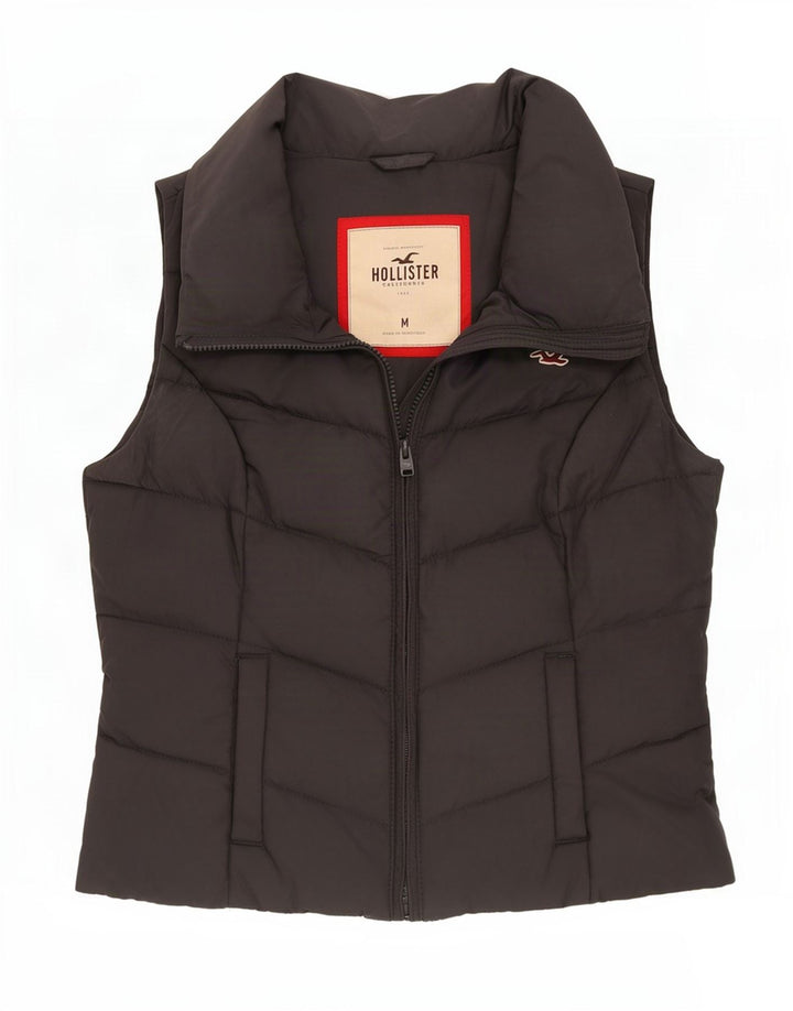 Colete acolchoado feminino Hollister UK 12 poliéster cinza médio