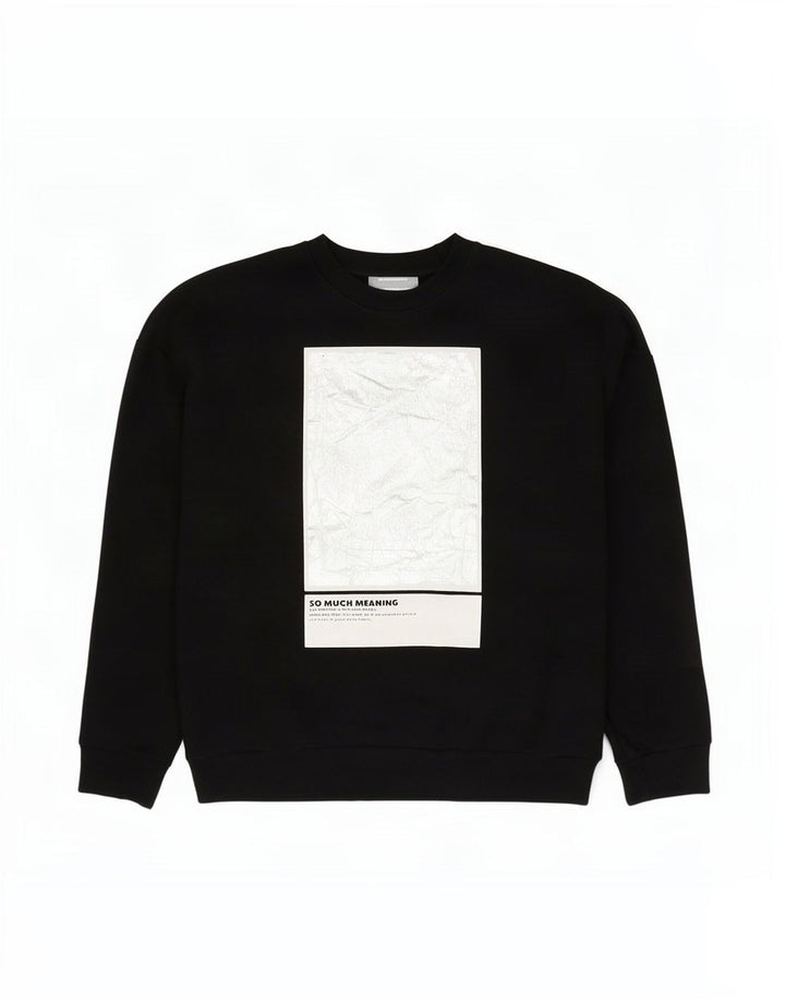 Zara feminino gráfico oversized moletom jumper Reino Unido 16 grande algodão preto