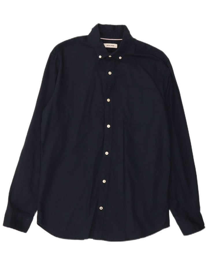 Camisa masculina Jack & Jones grande algodão azul marinho