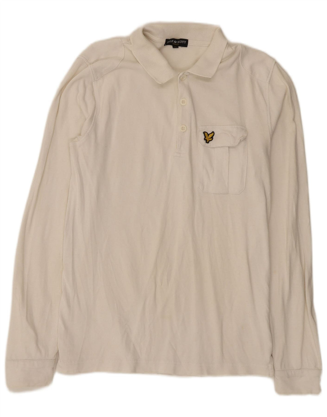 Camisa polo masculina regular de manga comprida Lyle & Scott, algodão branco médio