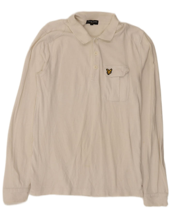 Camisa polo masculina regular de manga comprida Lyle & Scott, algodão branco médio