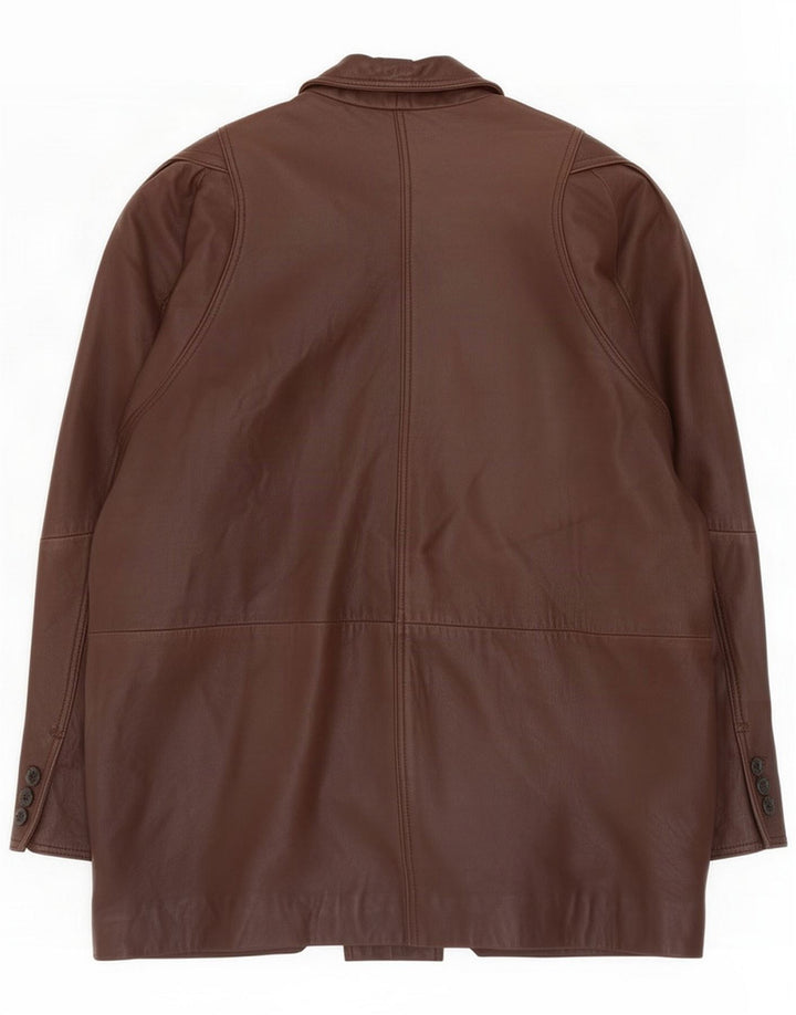 Jaqueta de couro oversized feminina vintage EU 38 marrom médio