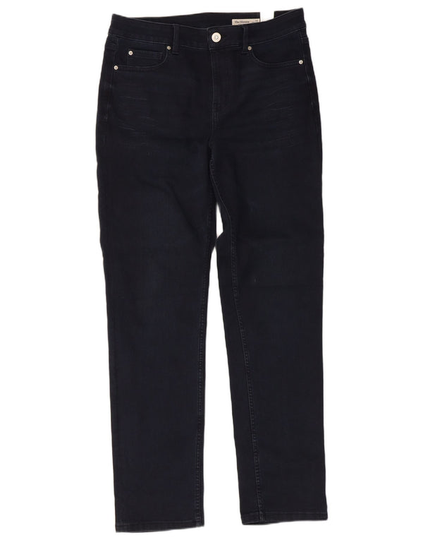 Calça jeans feminina Marks & Spencer The Sienna Straight UK 14 grande W32 L30 preta