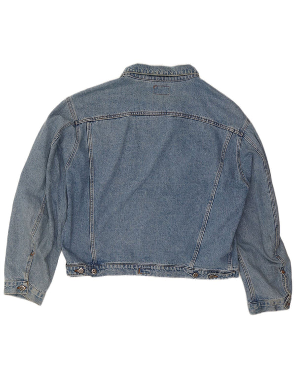 Jaqueta jeans feminina vintage UK 20 2XL algodão azul