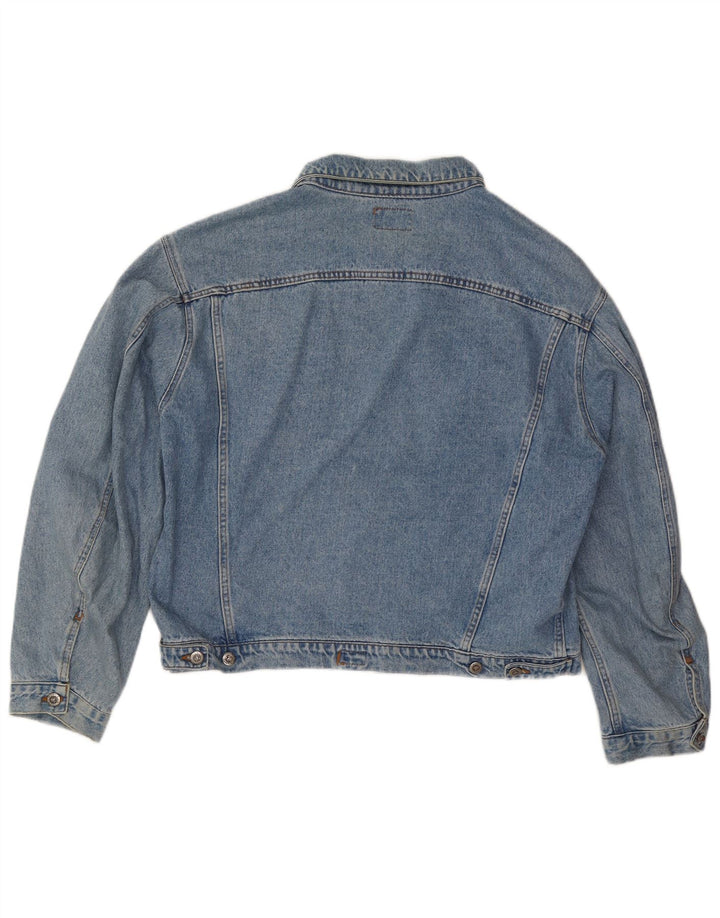 Jaqueta jeans feminina vintage UK 20 2XL algodão azul