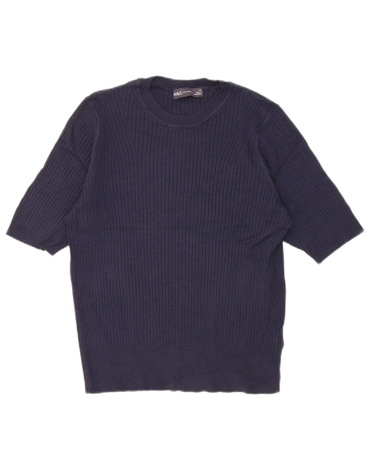 Camiseta feminina Marks & Spencer UK 14 média azul marinho viscose