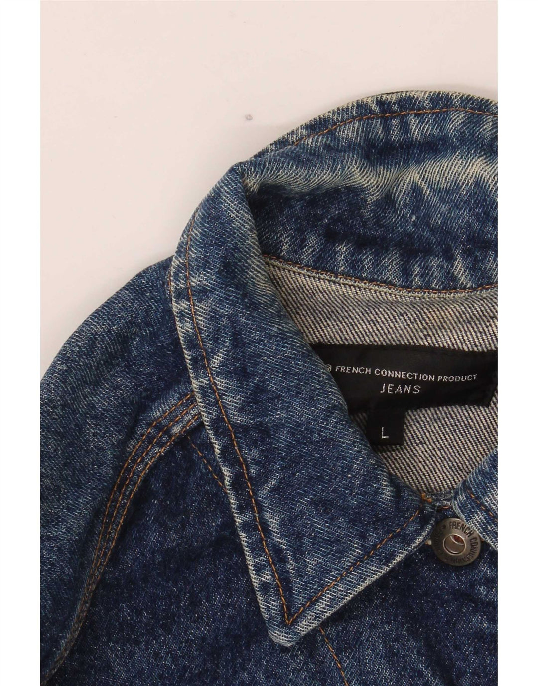 Jaqueta jeans feminina French Connection Reino Unido 16 grande algodão azul