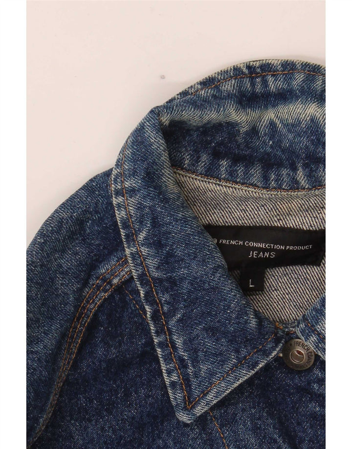 Jaqueta jeans feminina French Connection Reino Unido 16 grande algodão azul