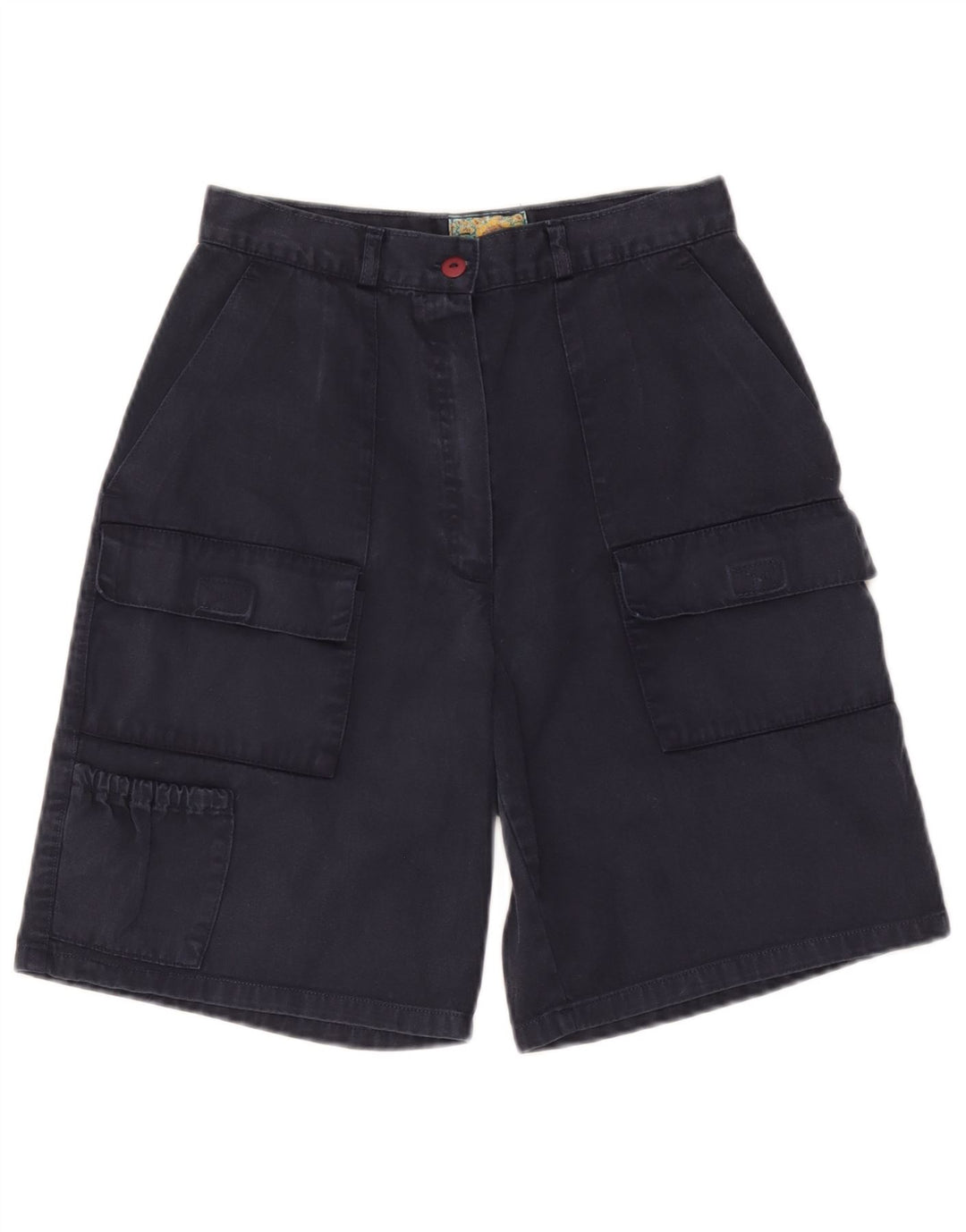 Bermuda cargo feminina vintage IT 44 médio W28 algodão azul marinho