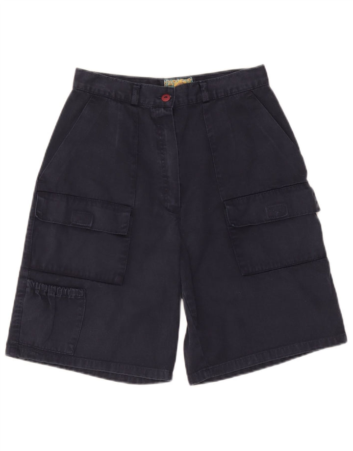 Bermuda cargo feminina vintage IT 44 médio W28 algodão azul marinho