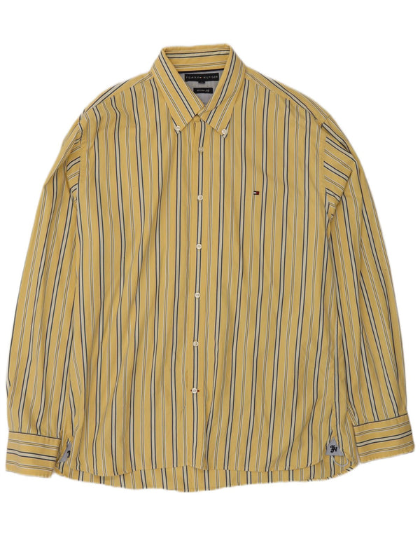 Camisa masculina Tommy Hilfiger Regular Fit XL algodão listrado amarelo