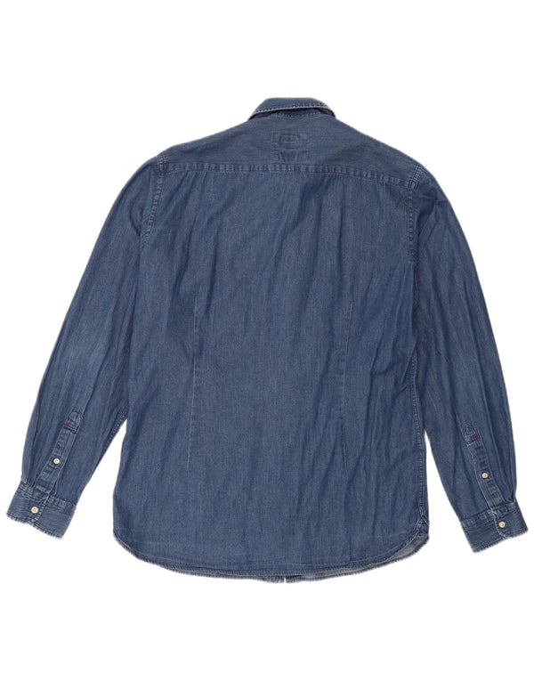 US Polo Assn. Camisa jeans masculina slim fit grande azul