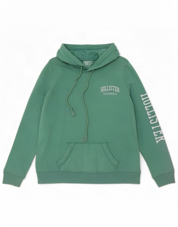 Hollister Mens Graphic Hoodie Jumper Médio Algodão Verde
