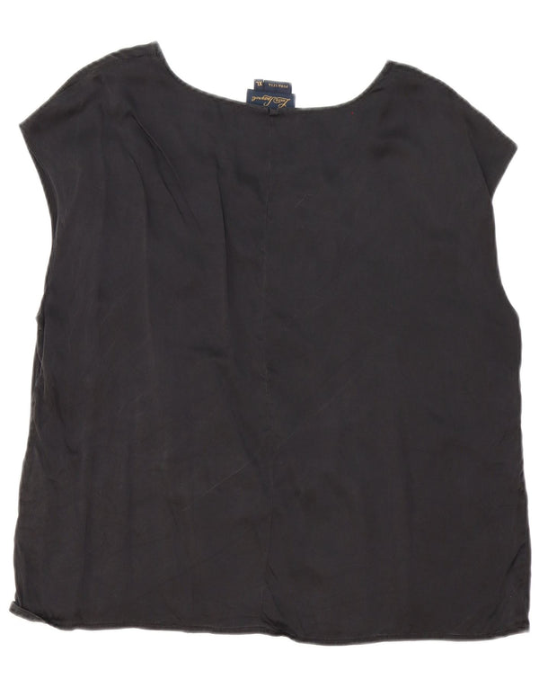 Blusa feminina sem mangas Luisa Spagnoli UK 18 XL seda preta