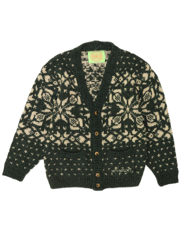 Suéter cardigã masculino Foxhound médio verde Fair Isle