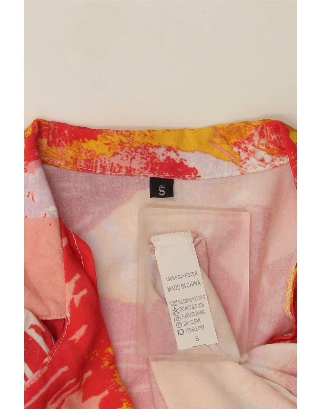 Blusa feminina vintage com estampa abstrata UK 10 pequena multicolorida
