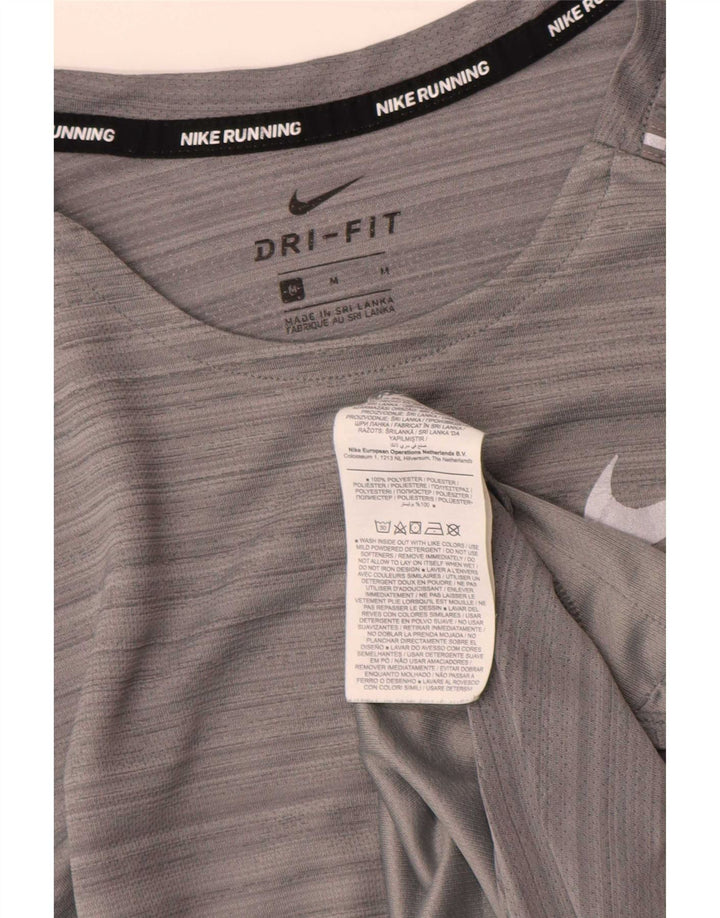 Camiseta masculina Nike Dri Fit Top cinza médio listrado poliéster