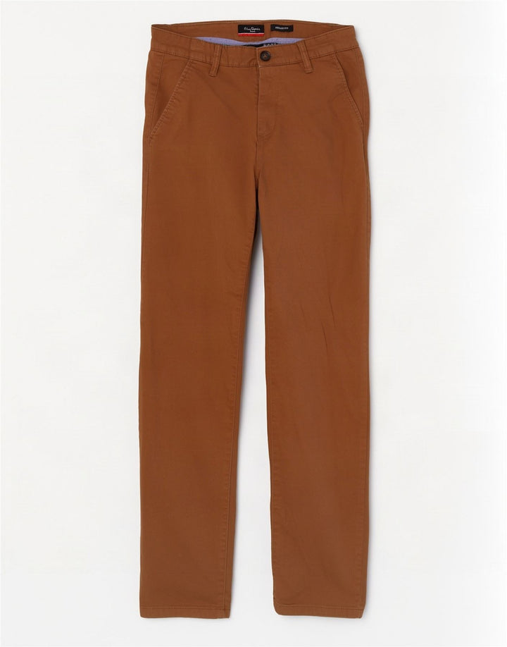 Calça Chino Masculina Pierre Cardin Regular Fit W30 L30 Poliéster Bege