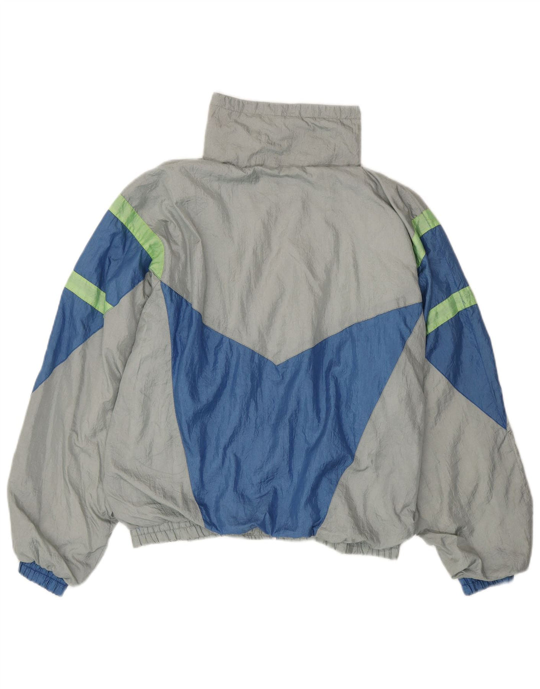 Fato de treino completo masculino vintage grande bloco colorido cinza Nylon