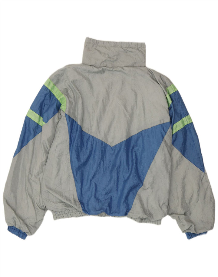 Fato de treino completo masculino vintage grande bloco colorido cinza Nylon