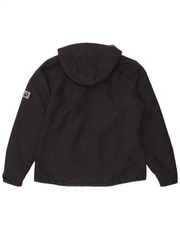 Jaqueta corta-vento feminina com capuz Jack Wolfskin Reino Unido 16 grande poliéster preto