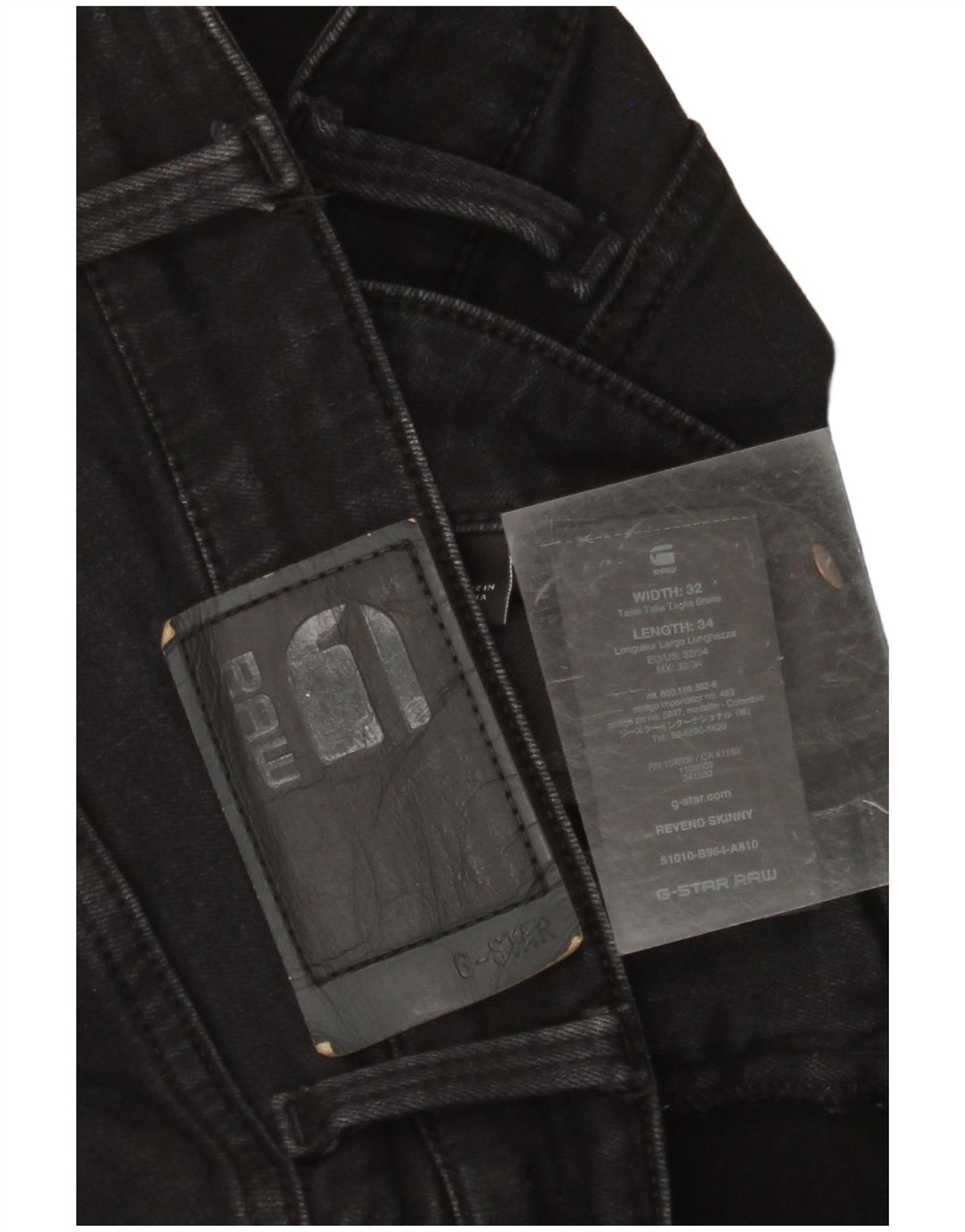 G-STAR Masculino Revend Jeans Skinny W32 L34 Algodão Preto