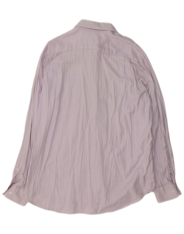 Camisa masculina Hugo Boss tamanho 44 17 1/2 XL algodão roxo