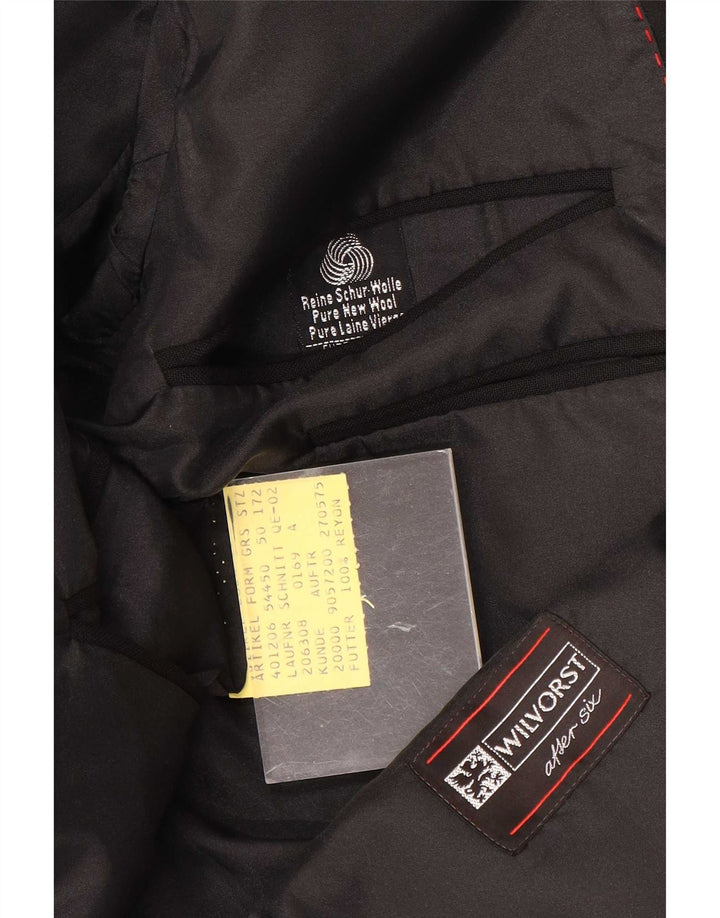 Jaqueta blazer masculina Wilvorst com 1 botão EU 50 grande lã preta