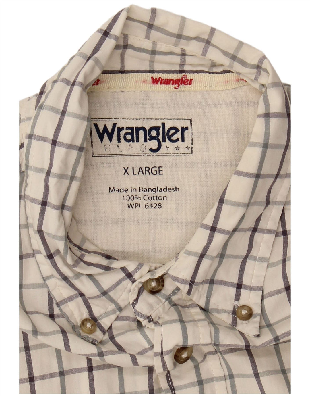 Camisa masculina WRANGLER XL algodão xadrez branco