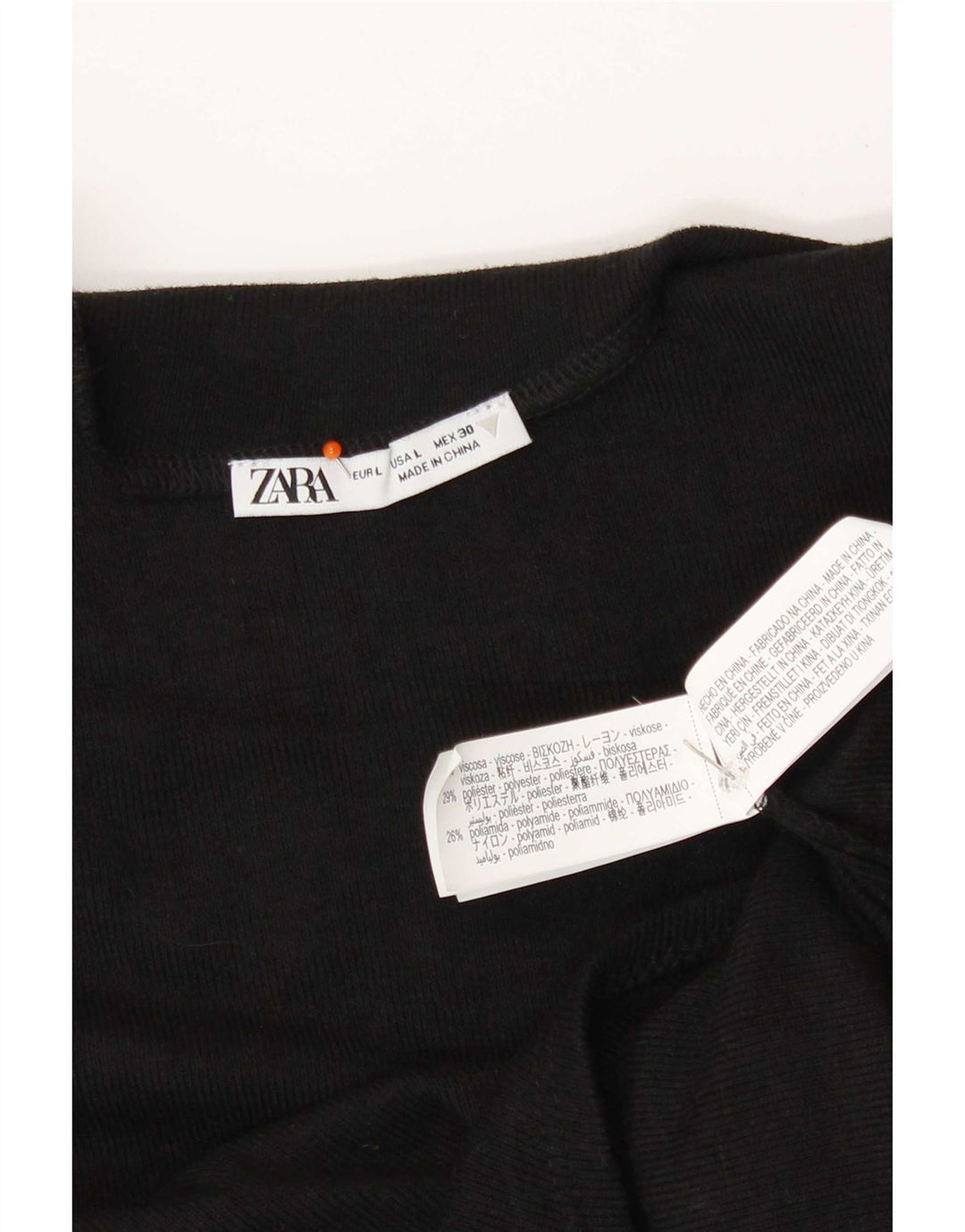 Zara Top feminino de um ombro Reino Unido 14 grande viscose preta