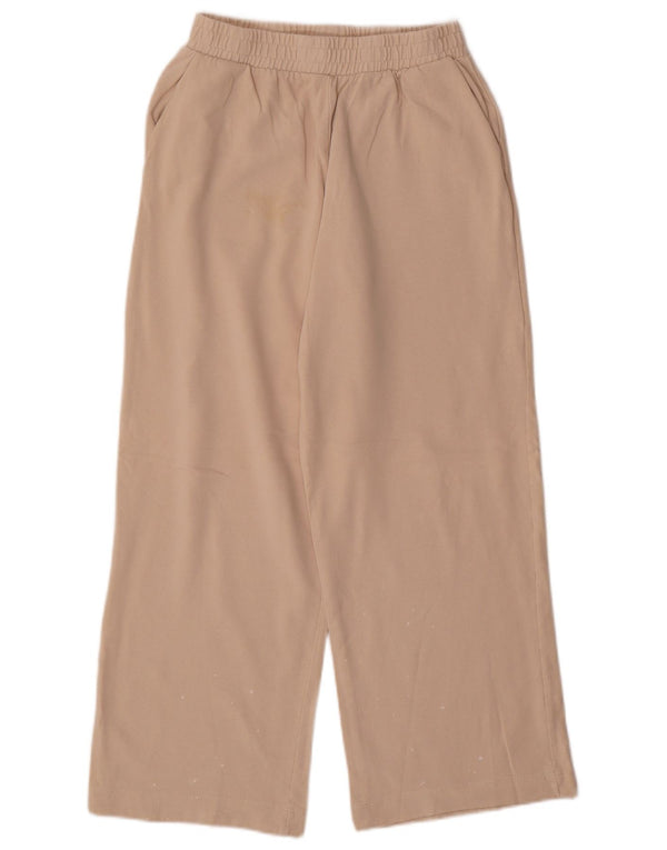 Zara Womens Wide Leg Tracksuit Trousers UK 10 Small Beige