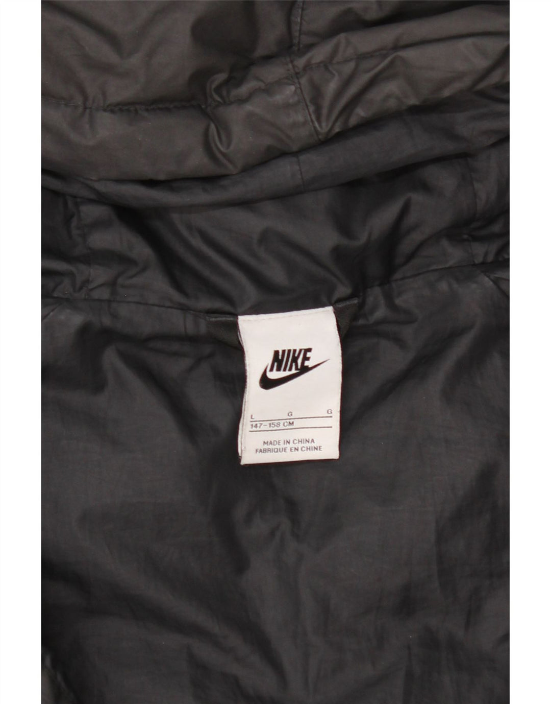 Jaqueta acolchoada com capuz Nike Boys 12-13 anos grande poliéster preto