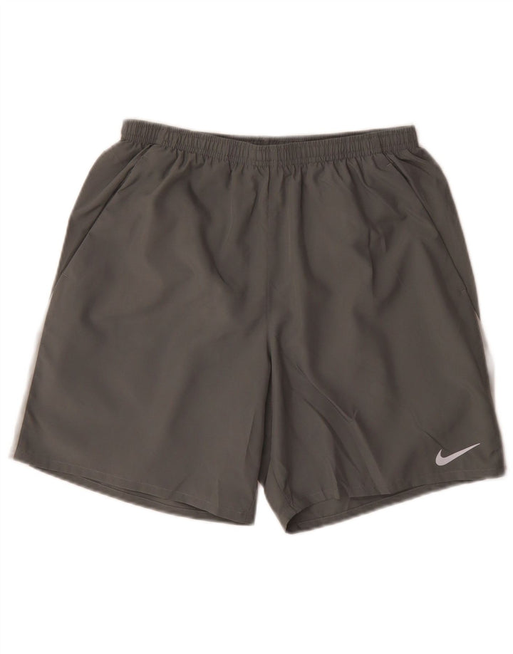 Shorts esportivos masculinos Nike Dri Fit cinza médio colorblock poliéster