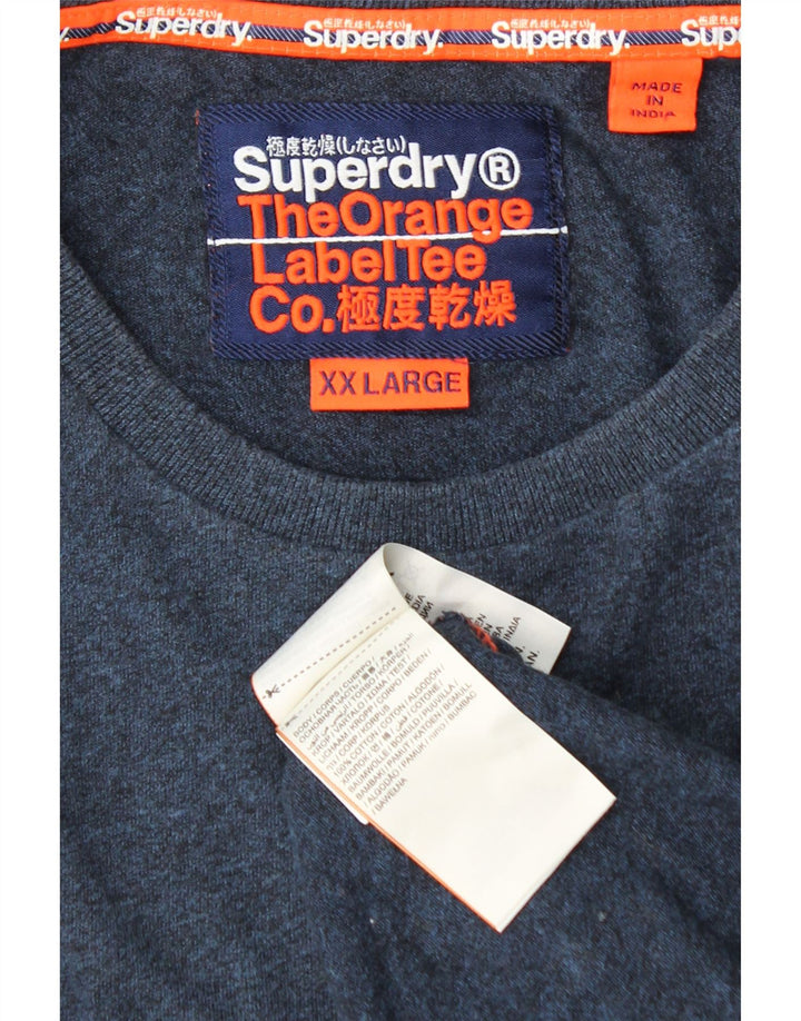 SUPERDRY Top masculino de manga comprida 2XL algodão colorblock azul marinho