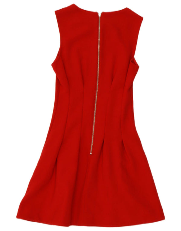 Vestido feminino sem mangas evasê TOPSHOP Reino Unido 6 XS poliéster vermelho