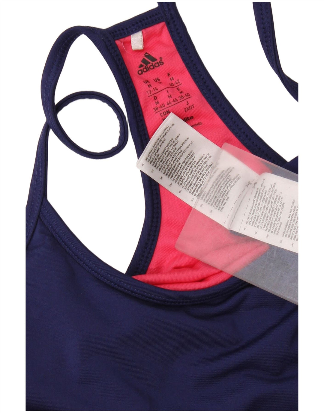 Adidas Feminino Climalite Vest Top UK 12/14 Médio Azul Marinho Colorblock