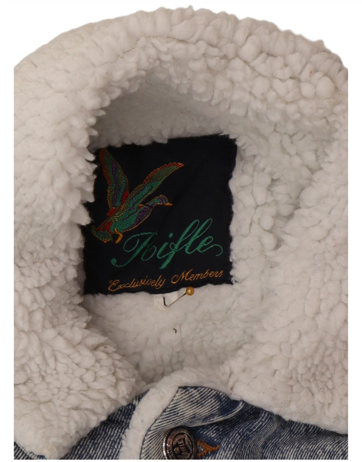 Jaqueta jeans masculina Parfois Sherpa Reino Unido 40 grande algodão azul