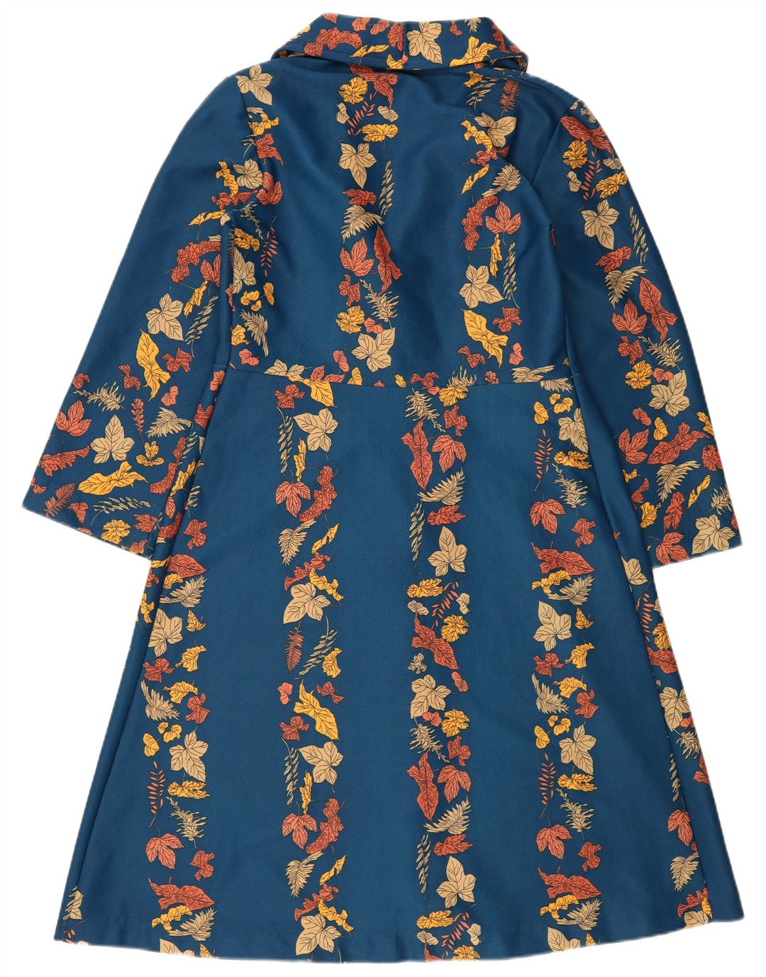 Vestido feminino vintage UK 14 floral azul médio