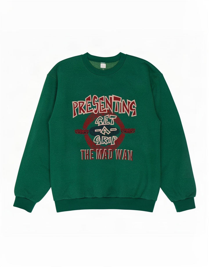 Moletom gráfico masculino vintage Jumper XL algodão verde