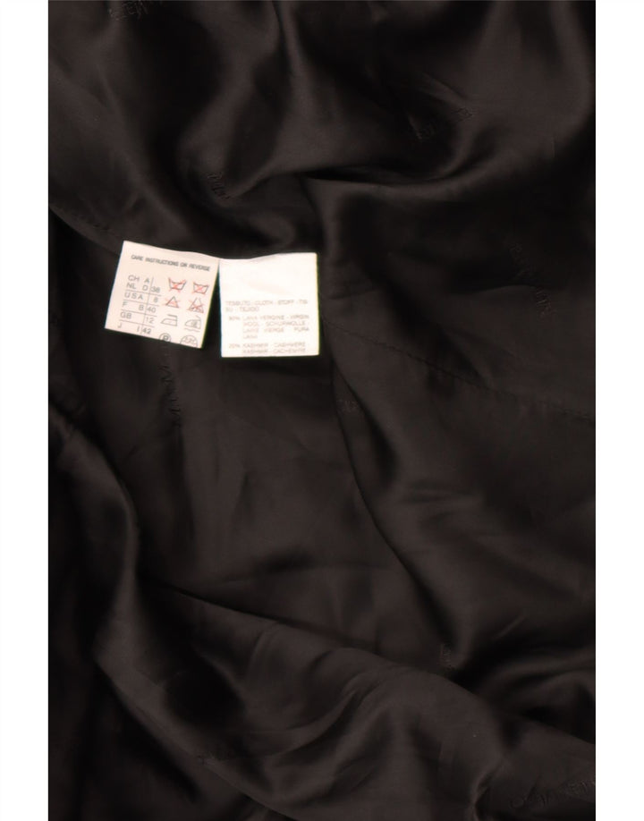 Casaco feminino Max Mara de lã com peito duplo Reino Unido 12 médio preto de lã clássico