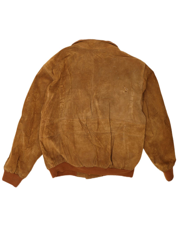 Jaqueta bomber masculina vintage de camurça IT 50 grande couro marrom